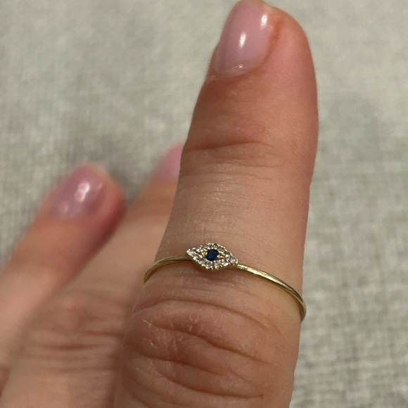 EF COLLECTION DIAMOND MINI EVIL EYE STACK RING - Picture 2 of 4